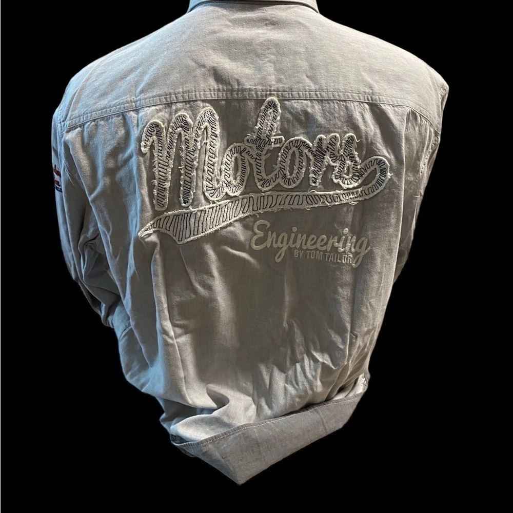 Tom Tailor Motors Engineering Gray Biker Thick Shirt Size Men’s Large Race Car - Picture 14 of 16